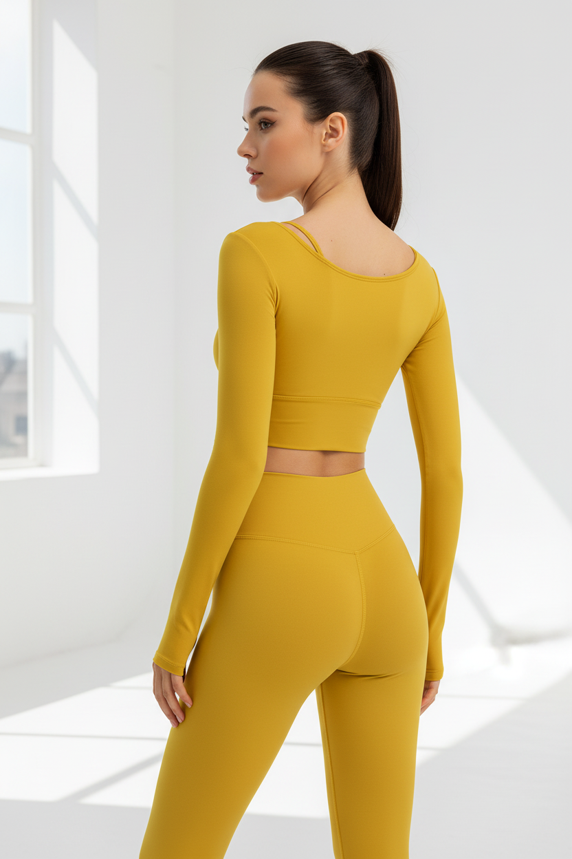 Long-Sleeve Fitted Crop Top — Women's Activewear